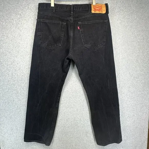 Levi's 501 Jeans Mens Size 40 x 30 Black Denim Button Fly Straight Leg 5-Pockets